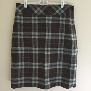 L.L. Bean Blue and Brown Plaid Skirt
